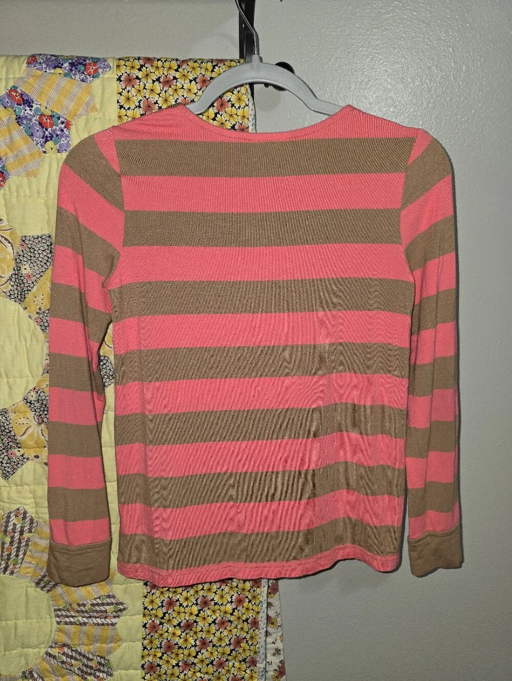 MATILDA JANE 435 Striped Coral & Brown Top with Yellow Floral Skirt SZ 10